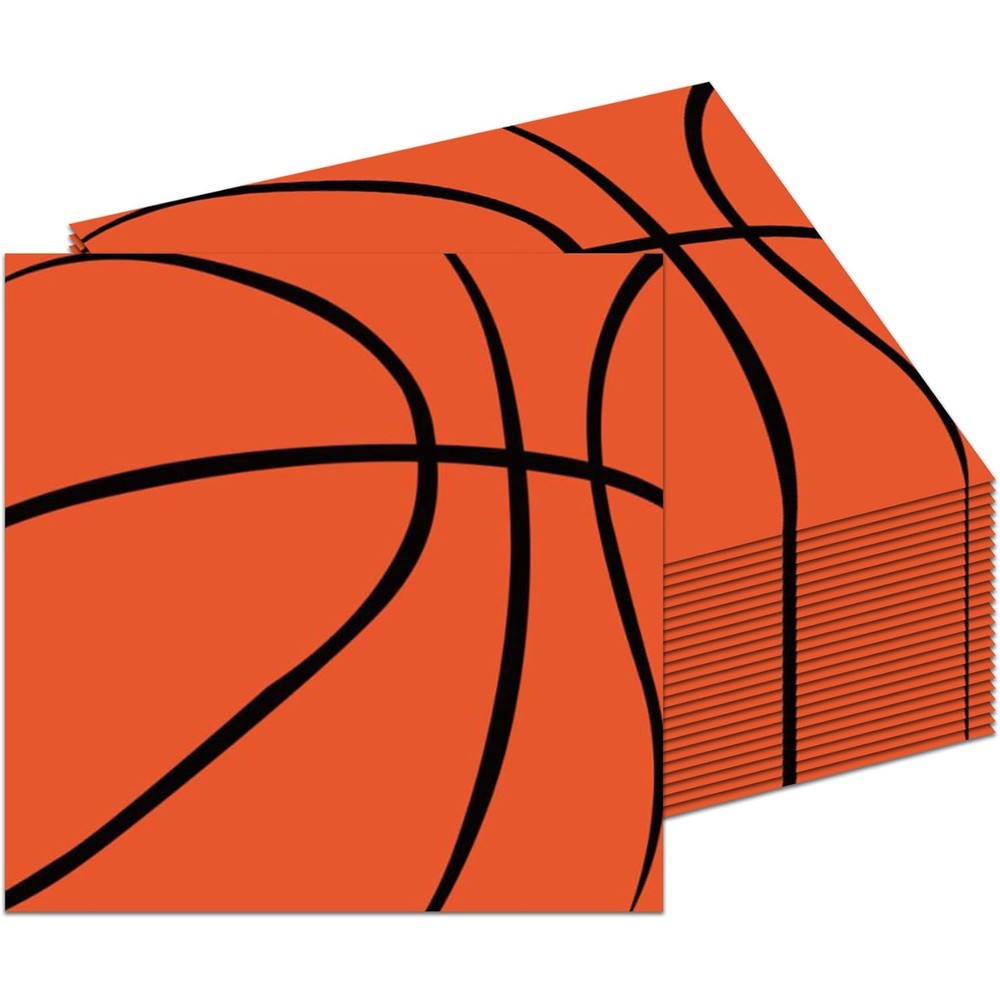 Adirasenotek basketball themed party napkins front view for sports birthday decorations.