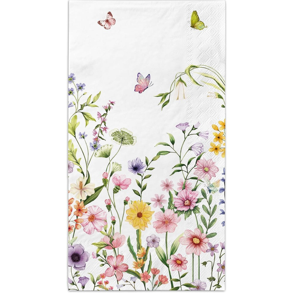 NKPDAXM floral disposable napkins front view showcasing watercolor wildflower design for party decor.