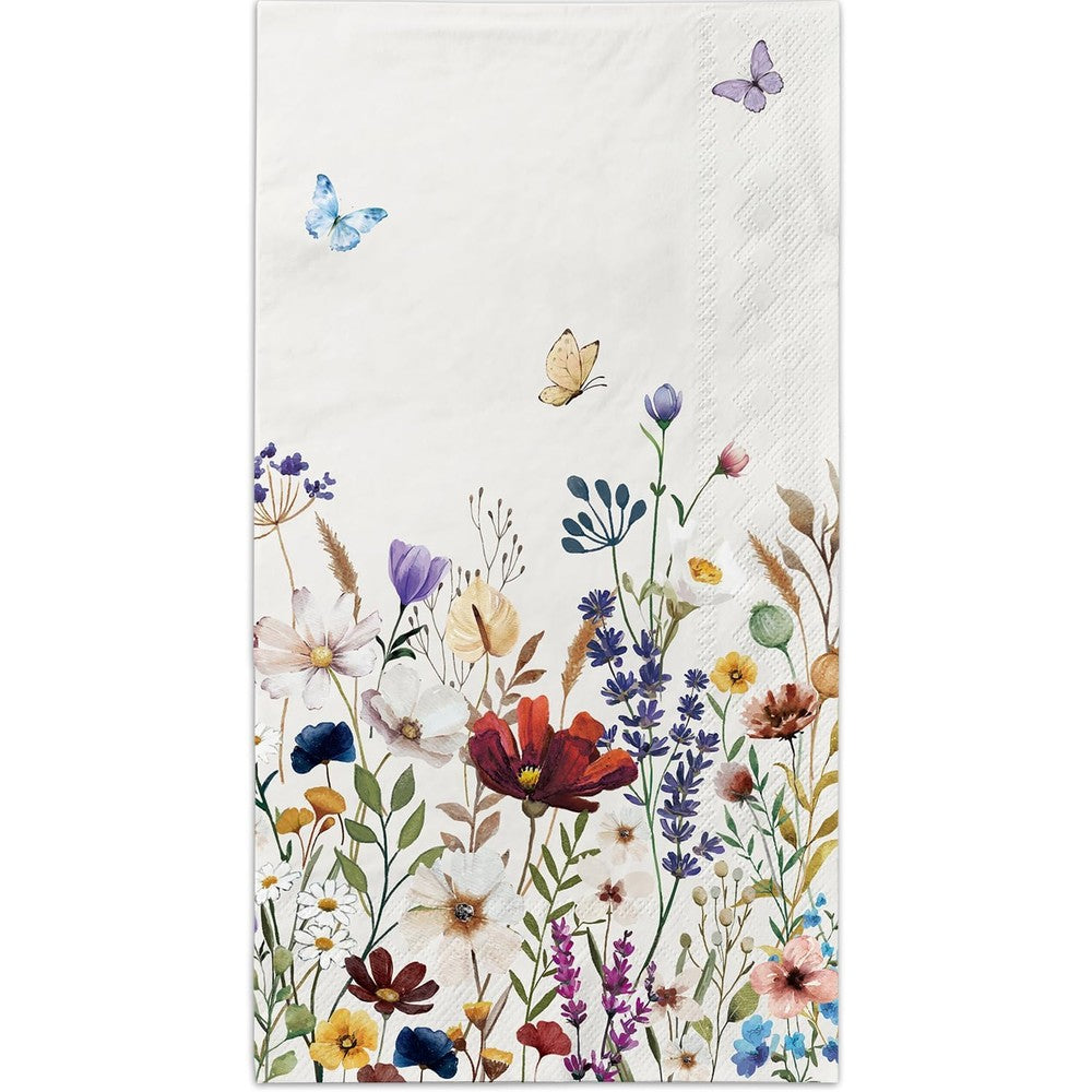 NKPDAXM spring floral paper napkins front view showcasing vintage wildflower design for party tables.