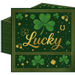 Tedercle St. Patrick's Day paper napkins front view with shamrock design