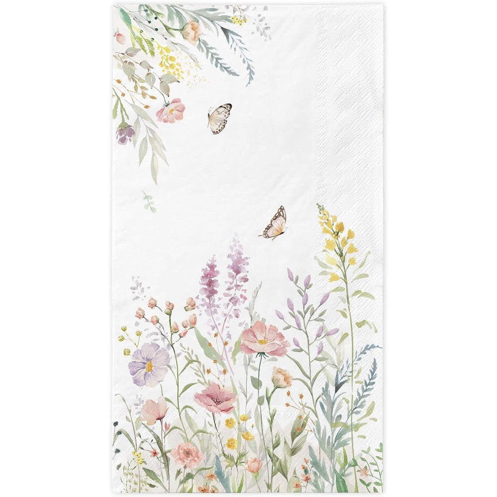 LINHAXM spring flower napkins 100 count pack front view showcasing vibrant watercolor wildflower designs