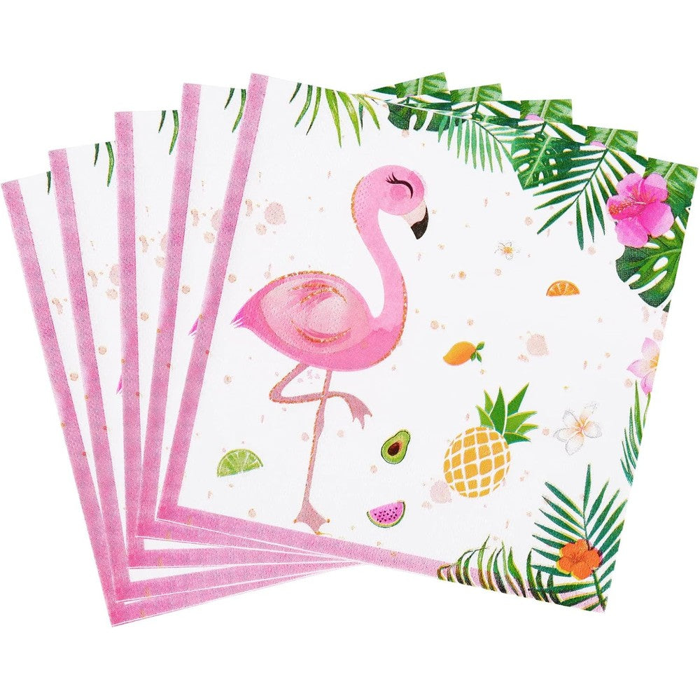 WERNNSAI flamingo party napkins front view showing vibrant tropical design