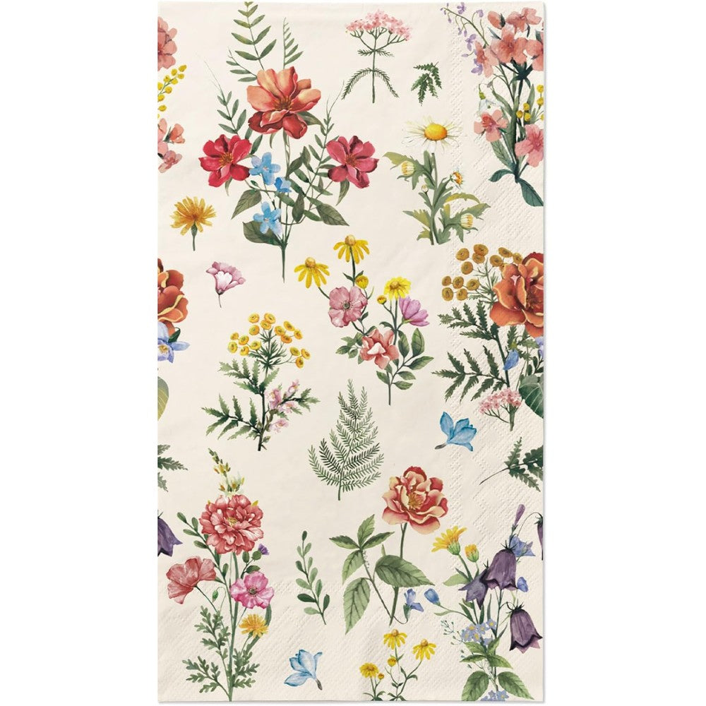LINHAXM watercolor floral disposable paper napkins front view showcasing vintage wildflower design pack
