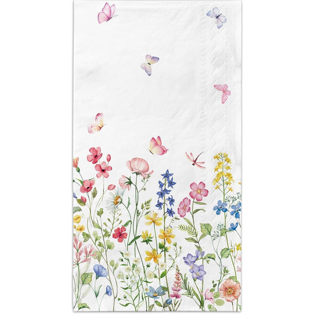 Linhaxm wildflower disposable bathroom paper hand towels front view showing vintage floral print.