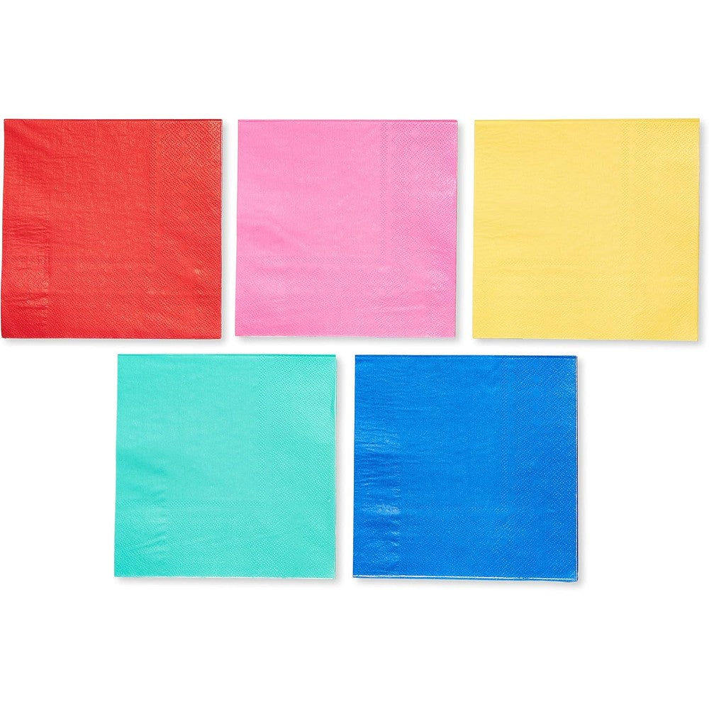 American Greetings Rainbow Lunch Napkins front view package showcasing five vibrant solid colors