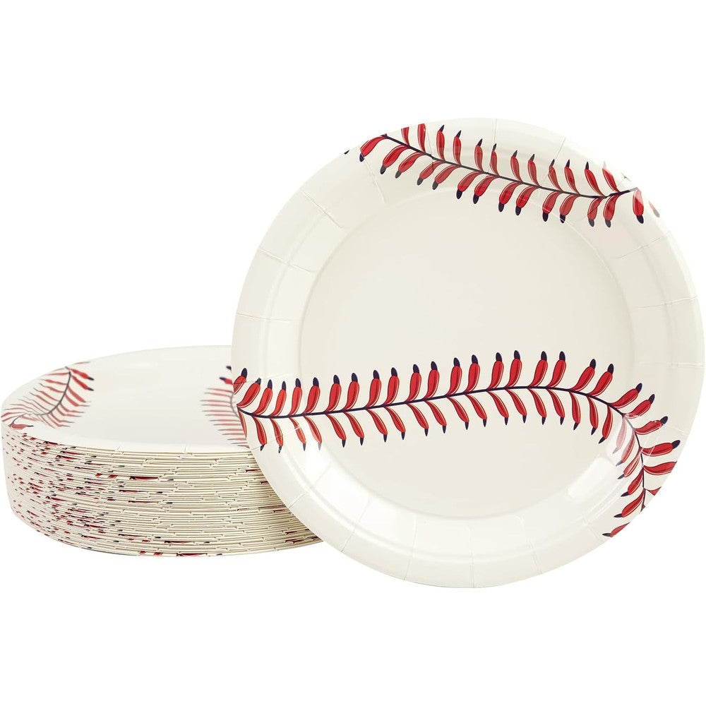 Puevenyi baseball party paper plates 50 piece set front view