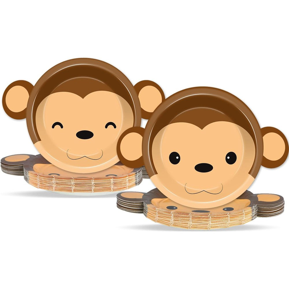 Naozinebi monkey shaped paper plates set of 50 front view