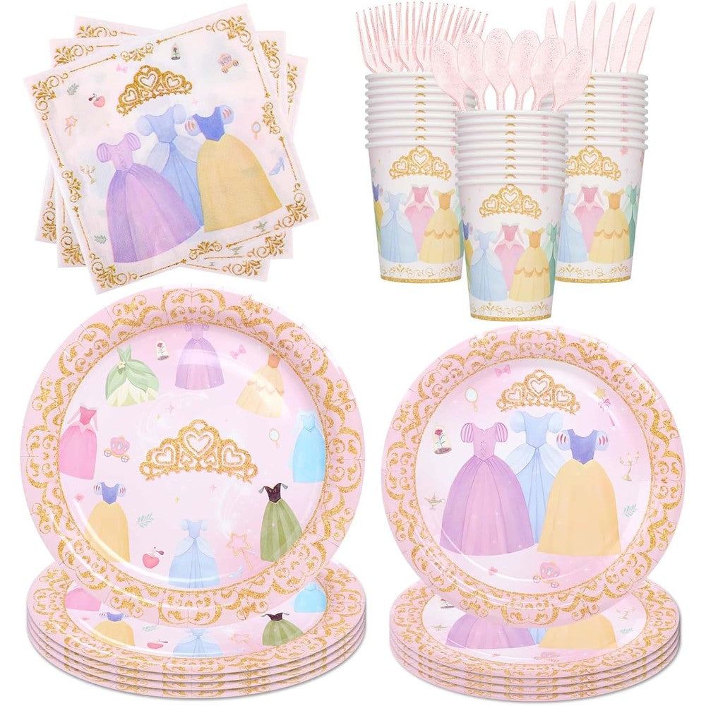 Amscan princess themed party tableware set front view