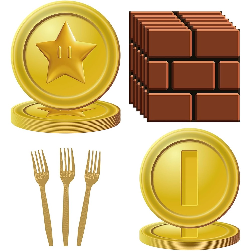 Hmjdzh Mario Bros 80-piece party tableware kit front view