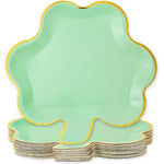 Whaline shamrock shaped mint green paper plates front view
