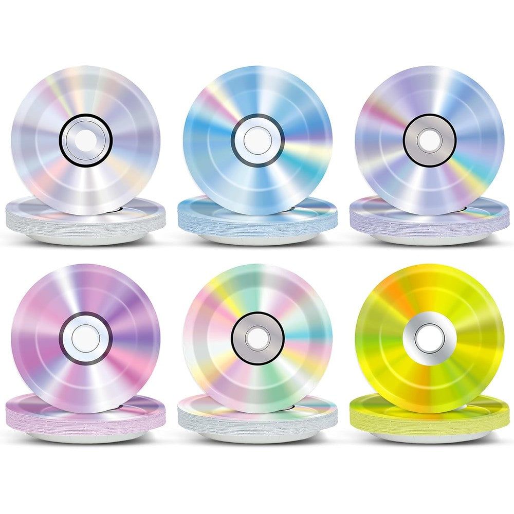 Chunnin 90s retro CD music themed paper plates front view