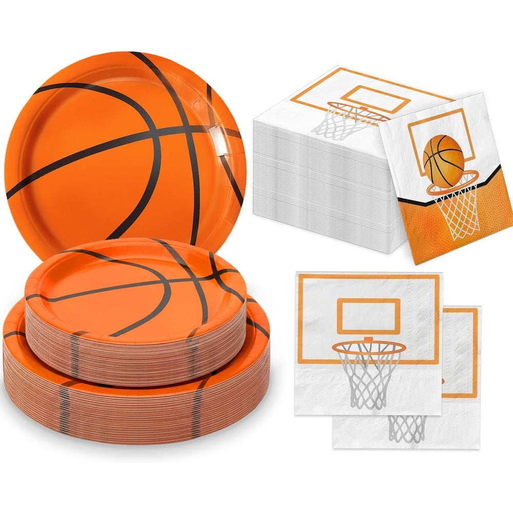 Qiyanpax 150 piece basketball plates and napkins set front view