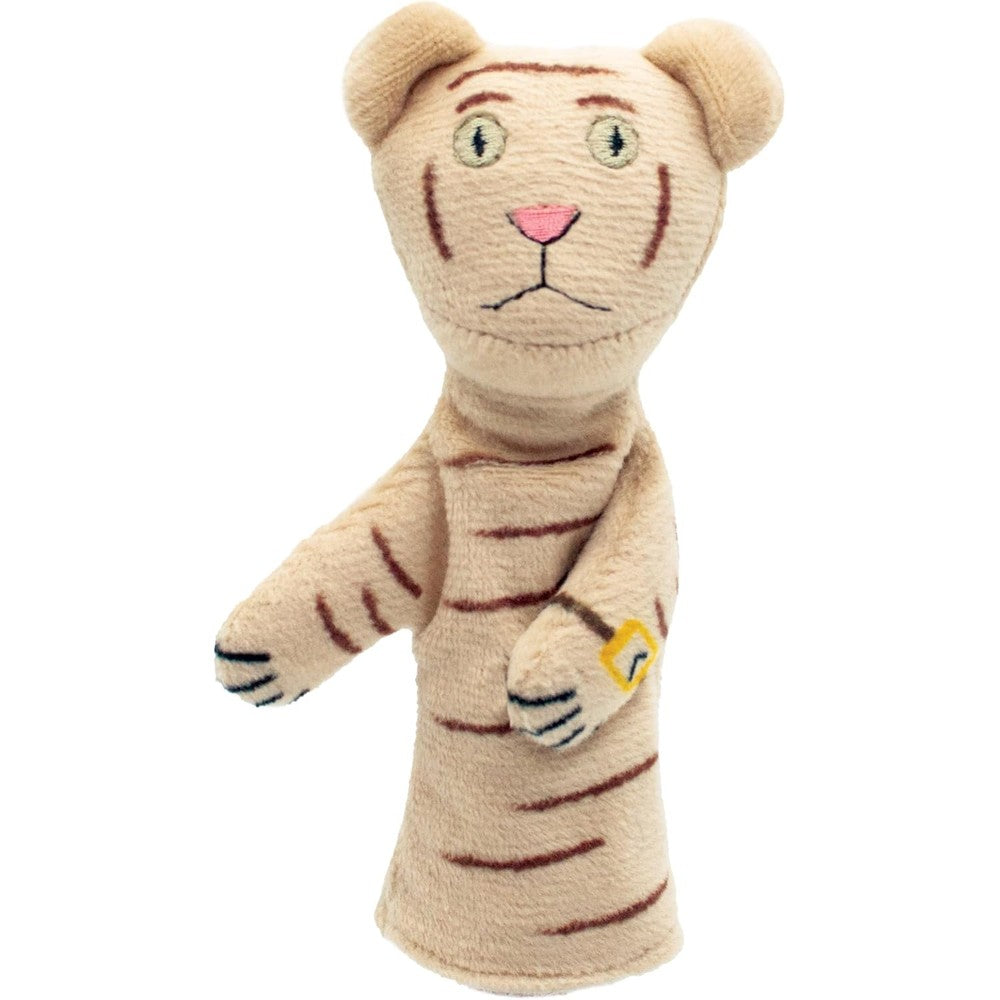 The Unemployed Philosophers Guild Daniel Striped Tiger Magnetic Personality front view showcasing the soft plush design and signature watch.