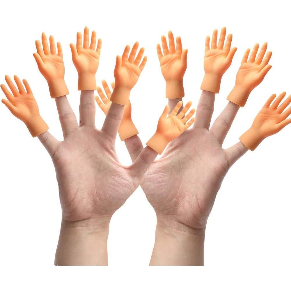 Yolococa tiny hands finger puppets front view showing miniature left and right hands.