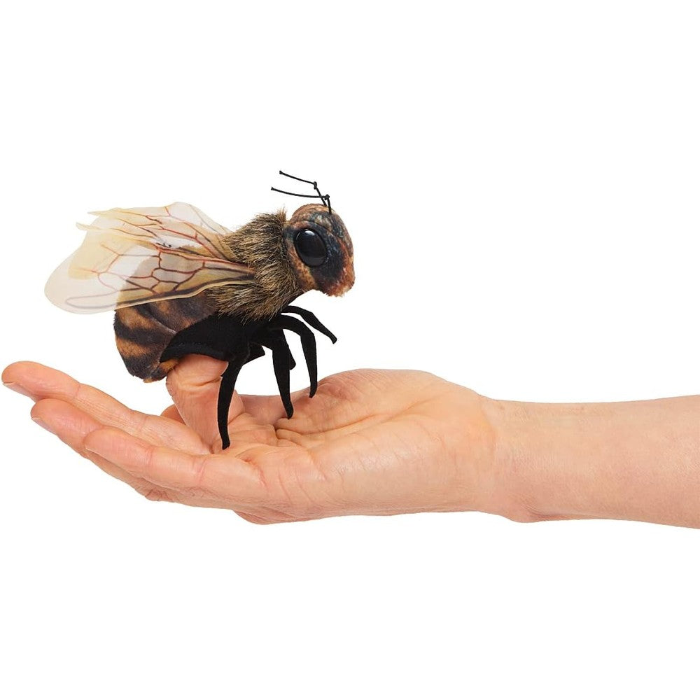 Folkmanis Mini Bee Finger Puppet premium imported plush toy front view