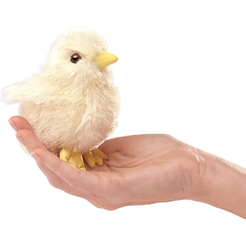 Folkmanis Mini Chick Finger Puppet in yellow front view commercial educational toy