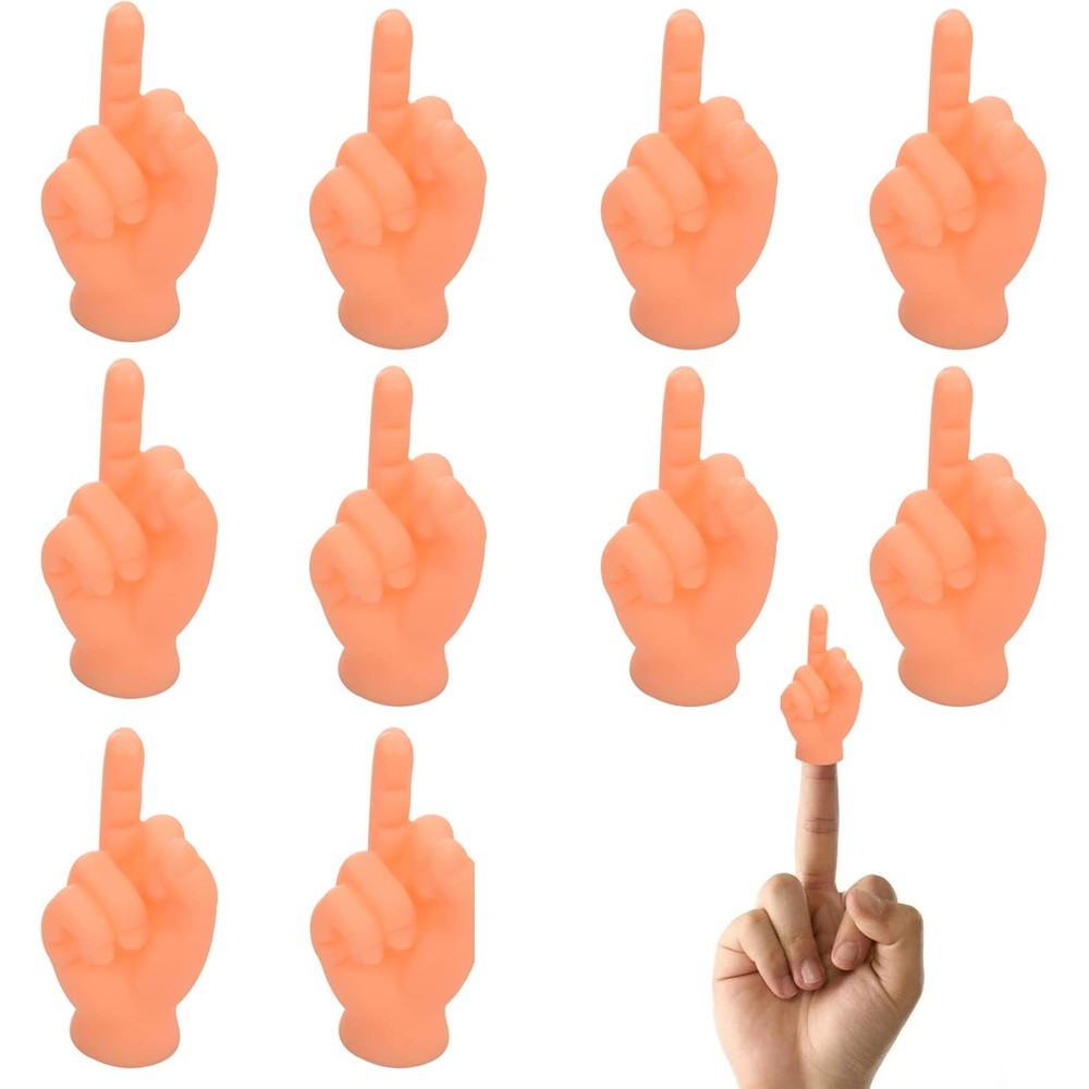 Gaprumi Tiny Hands for Fingers 10 Pieces premium rubber mini puppets front view showcasing realistic details