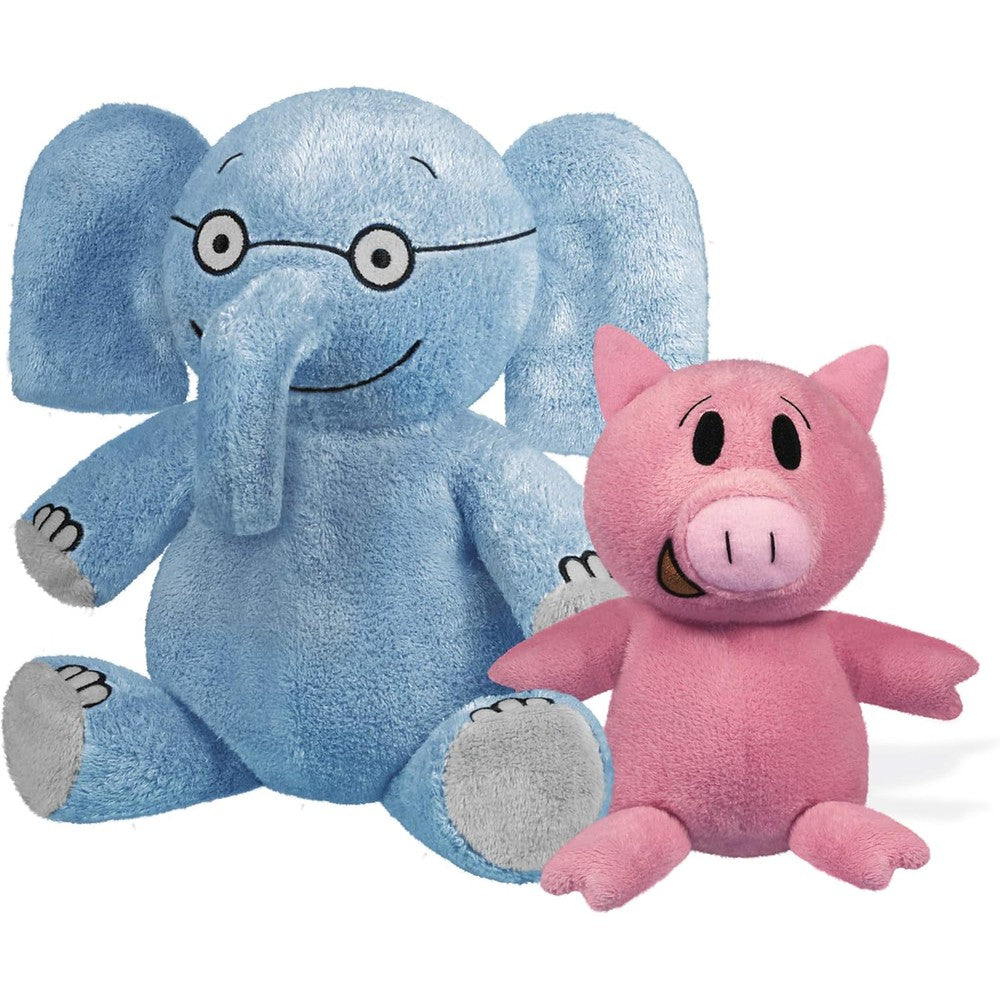YOTTOY Mo Willems Collection Elephant and Piggie plush toys front view sitting together