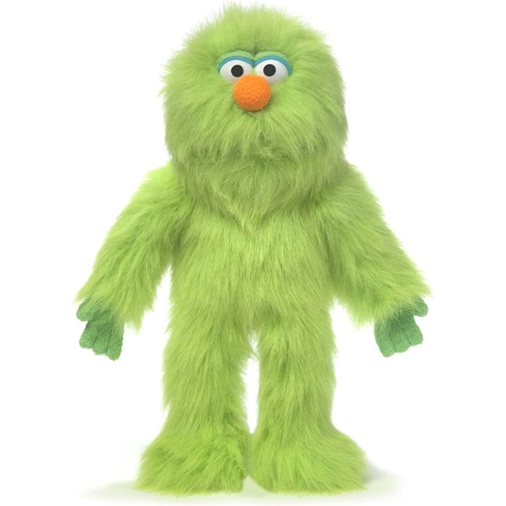 Silly Puppets 14 inch green monster hand puppet front view