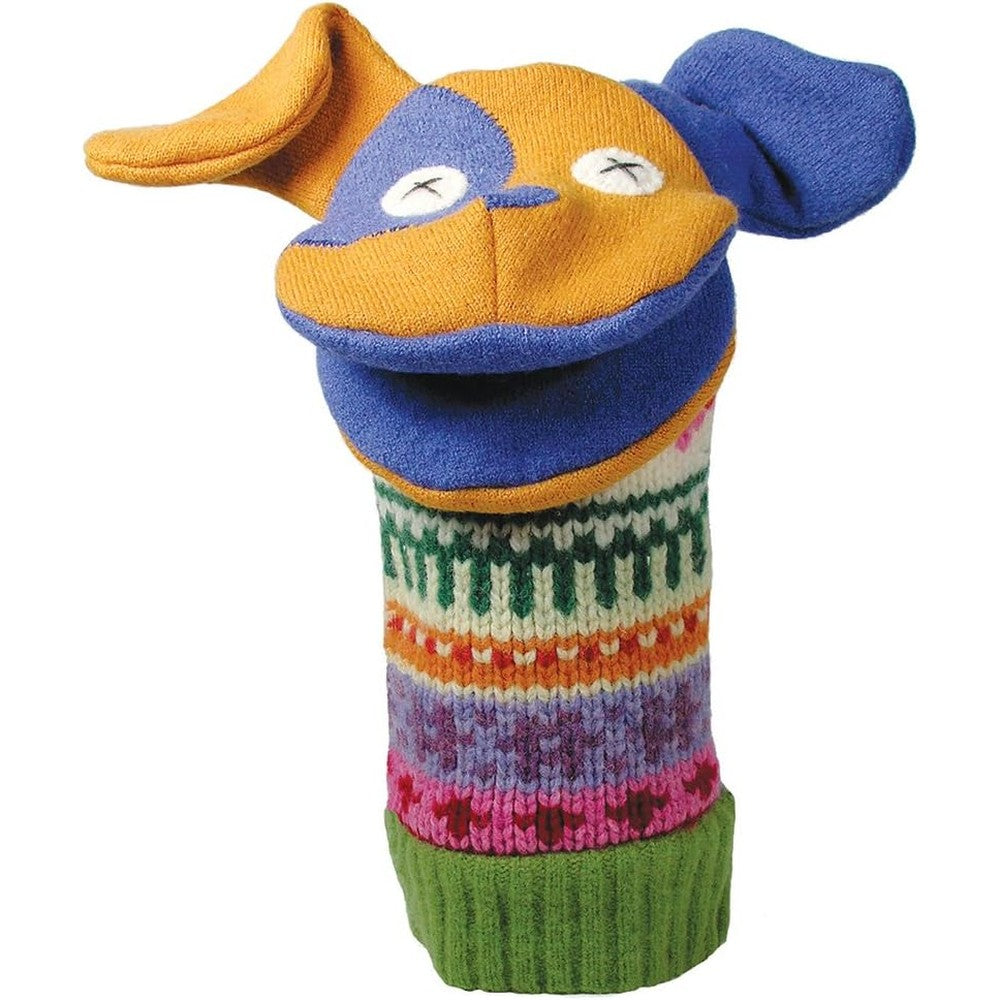 Cate and Levi handmade dog hand puppet front view