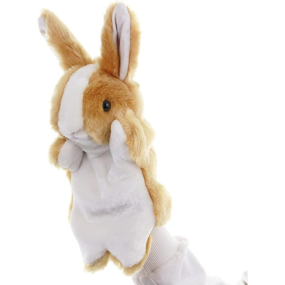 Zuxucuvu bunny hand puppet brown plush toy front view