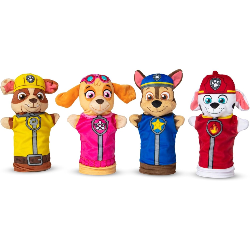 Melissa and Doug Paw Patrol hand puppets featuring Chase Marshall Skye and Rubble