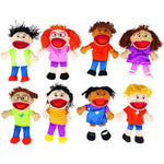 Fun Express multicultural plush hand puppets set of eight front view