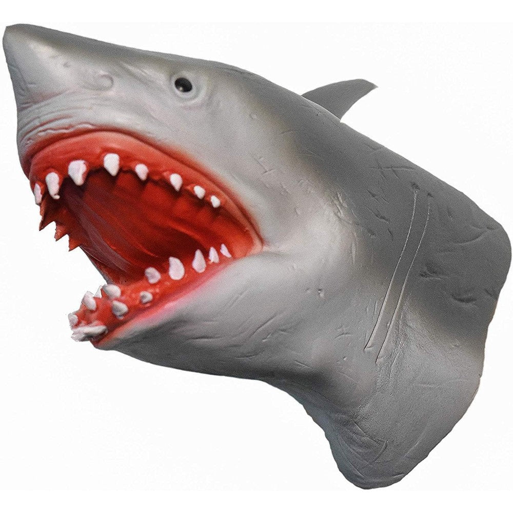 Yolococa realistic shark hand puppet front view showing sharp teeth