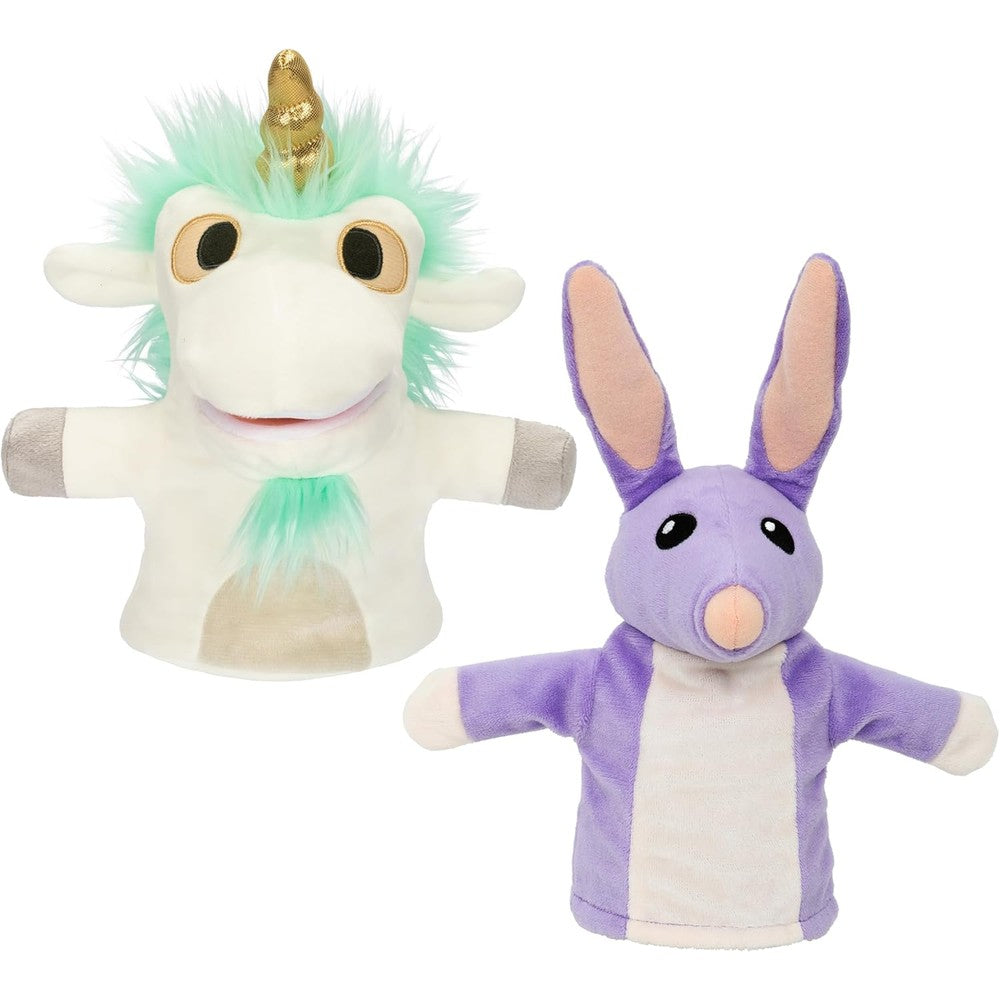 Bluey Unicorse and Bob Bilby hand puppet plush 2-pack front view