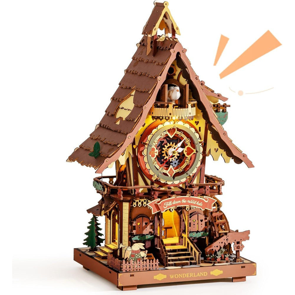 ROKR Cuckoo Clock mechanical 3D wooden puzzle front view