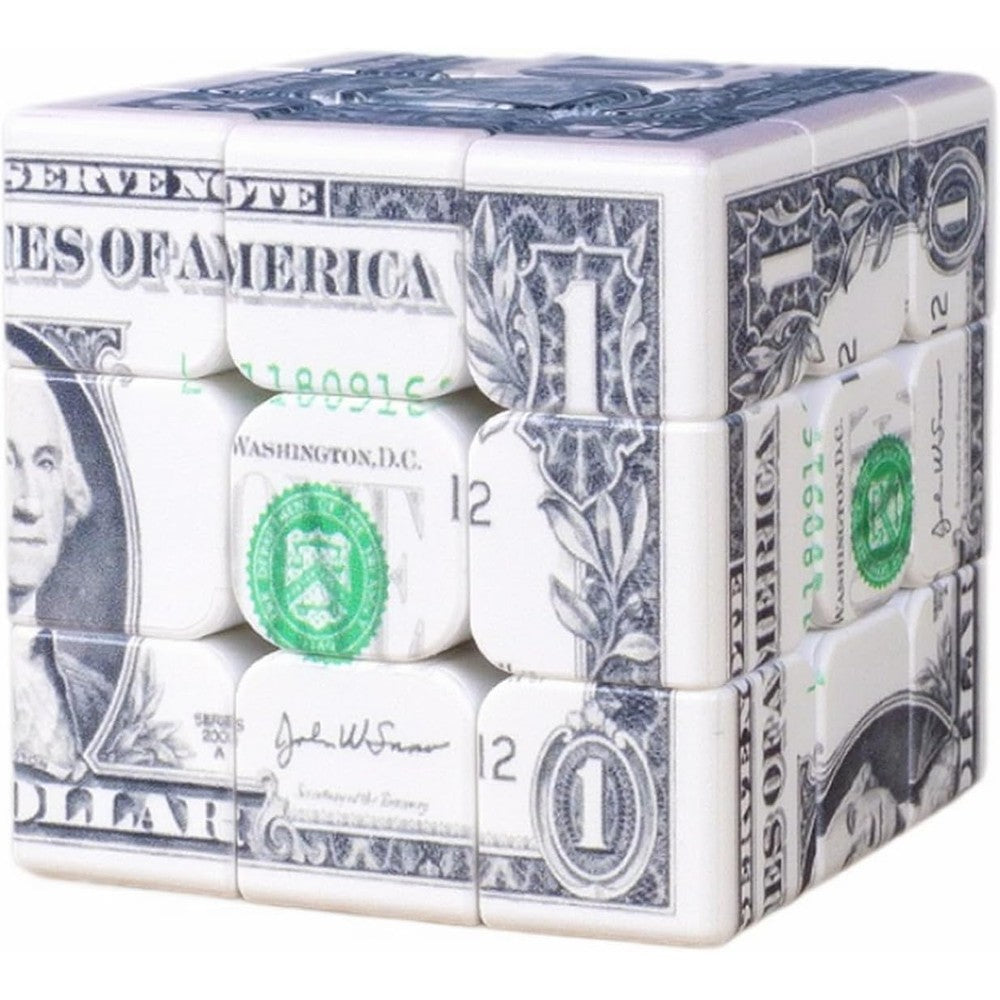 Cuberspeed Dollar Cube 3x3 front view featuring US dollar bill design