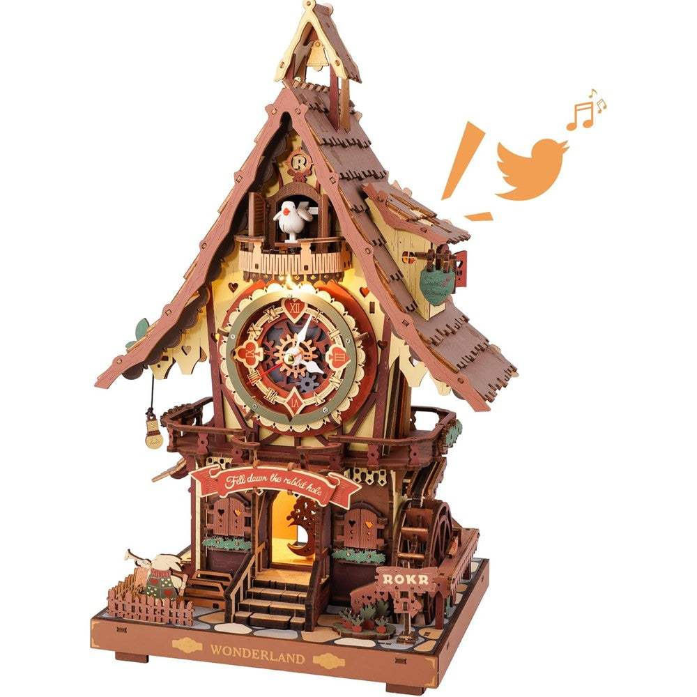 ROKR 3D wooden puzzle cuckoo clock front view
