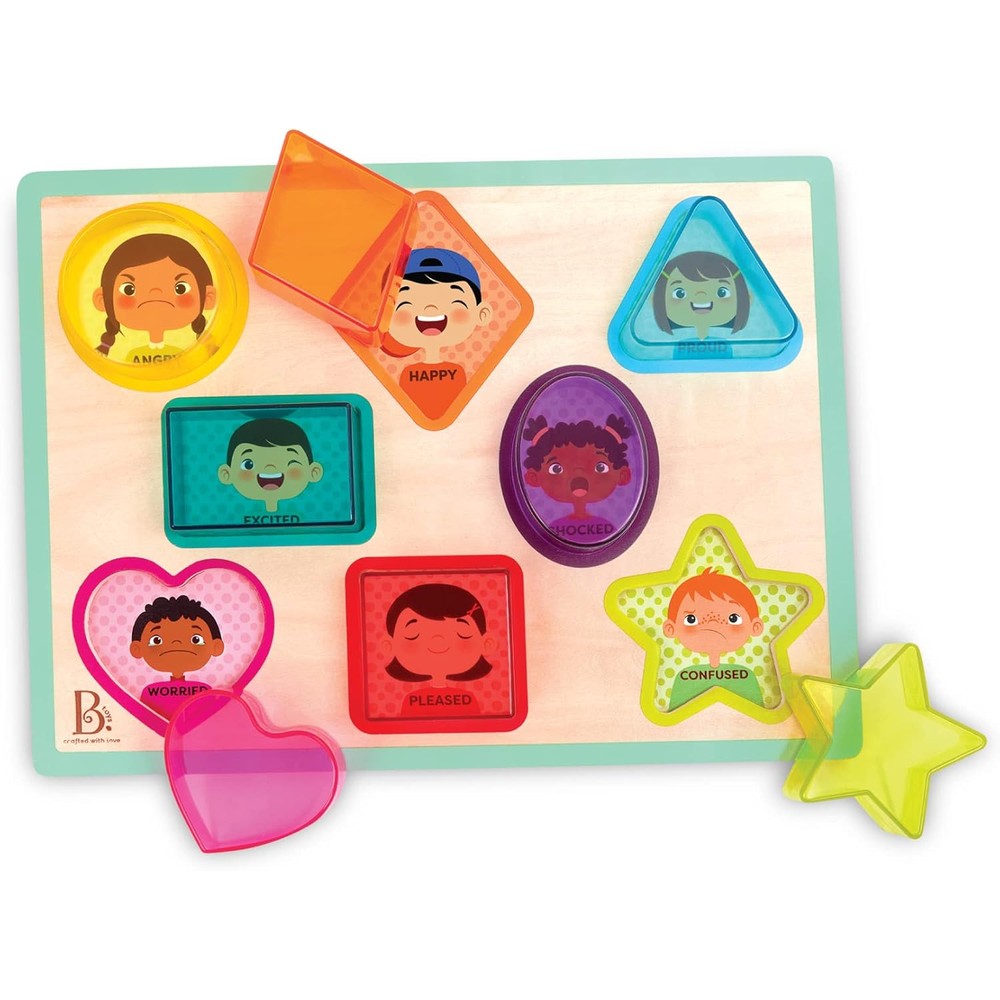 B. Toys Shapes and Emotions Chunky Puzzle front view educational toddler toy