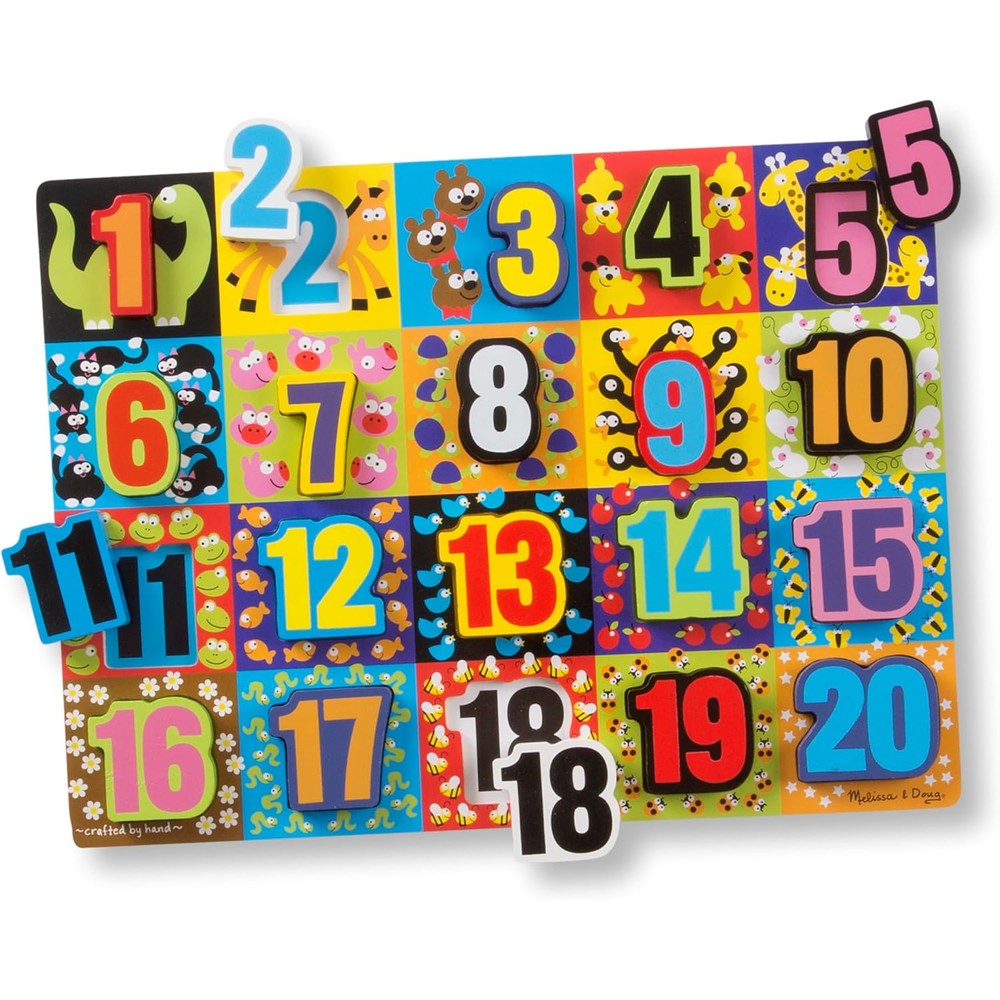 Melissa And Doug Jumbo Numbers Wooden Chunky Puzzle front view