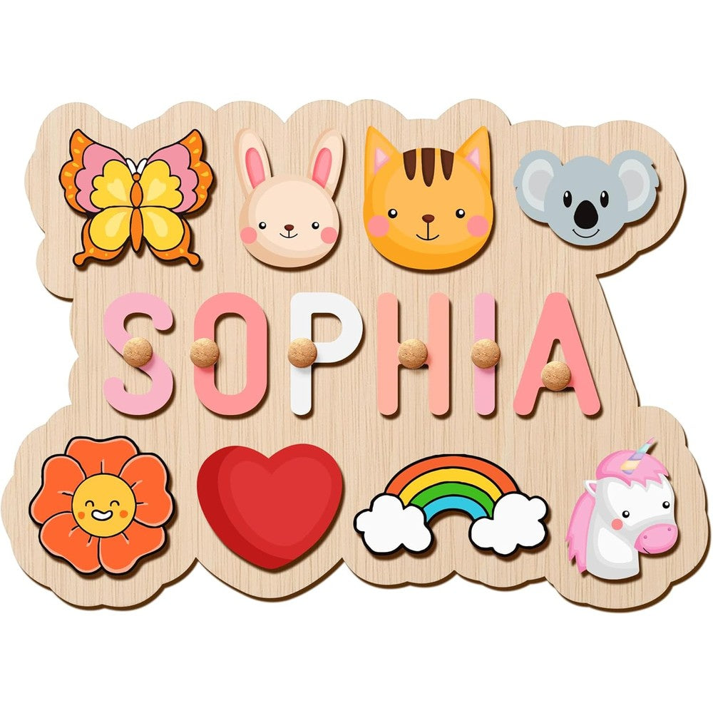 GifXify personalized wooden name puzzle front view displaying custom child name letters