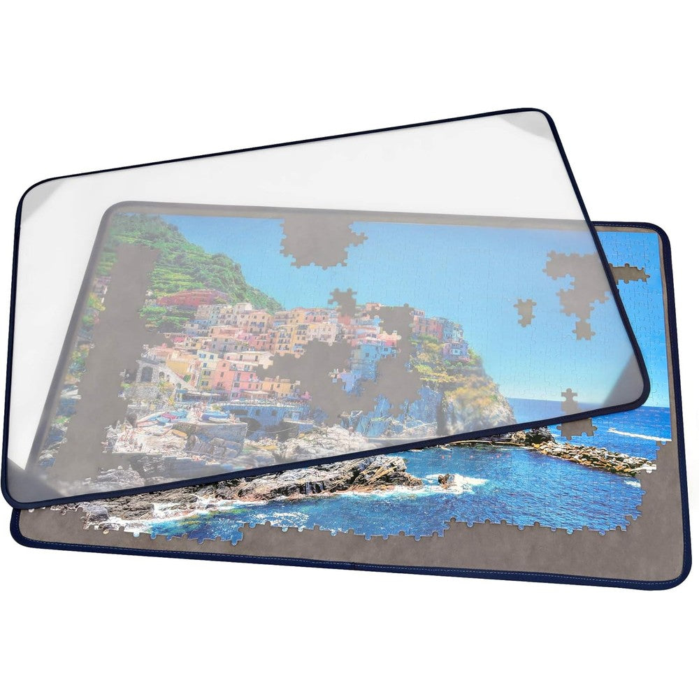 Tektalk Jigsaw Puzzle Board portable puzzle mat front view showcasing the gray non slip flannelette surface