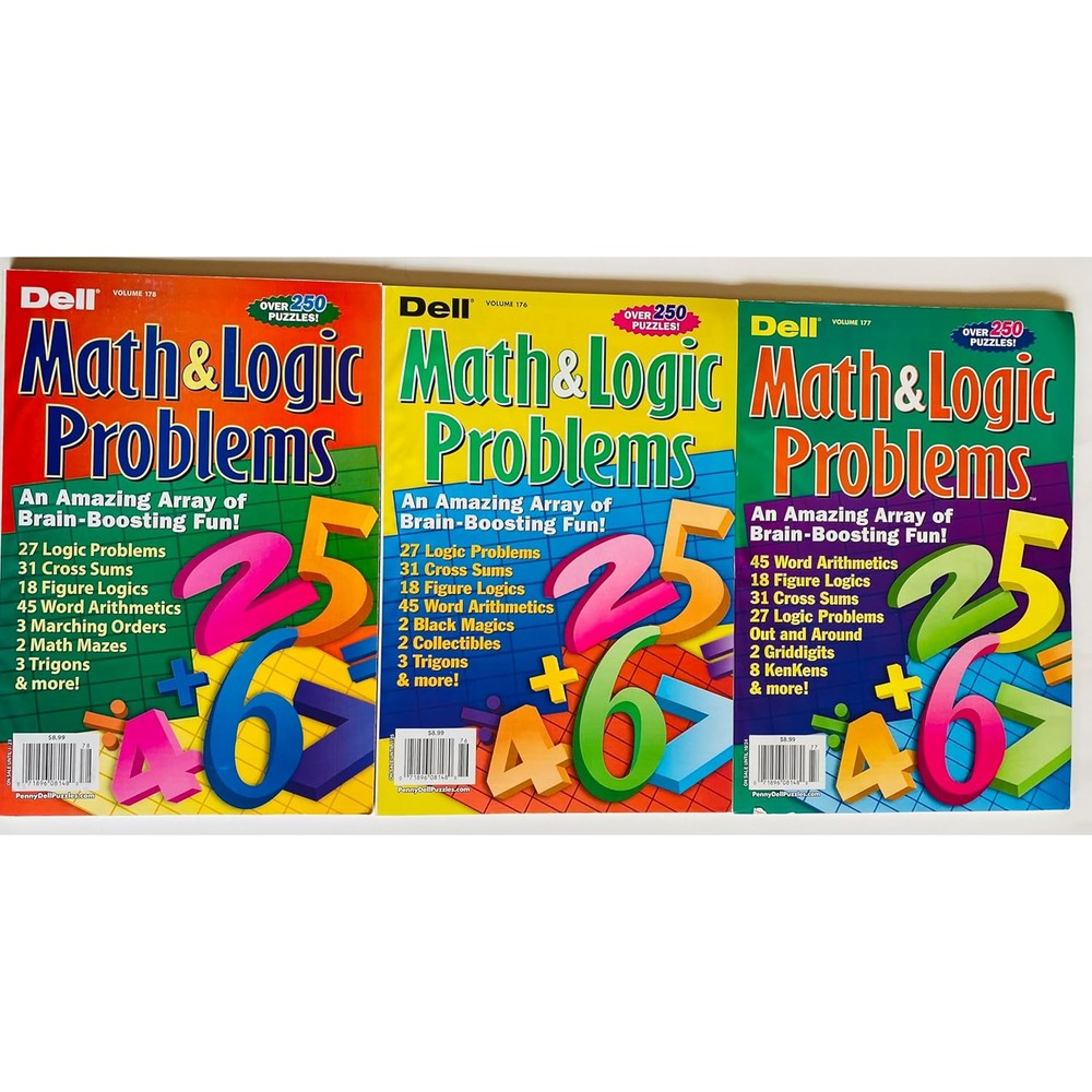 Penny Press Math And Logic Problems Puzzles Lot Of 3 Volumes 176 177 And 178 With 130 Pages Each Authentic Usa Import - Image 1