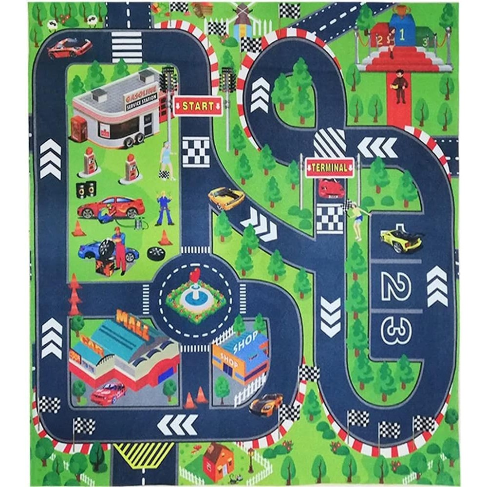 Pj Masks Kids road traffic play mat front view with city design