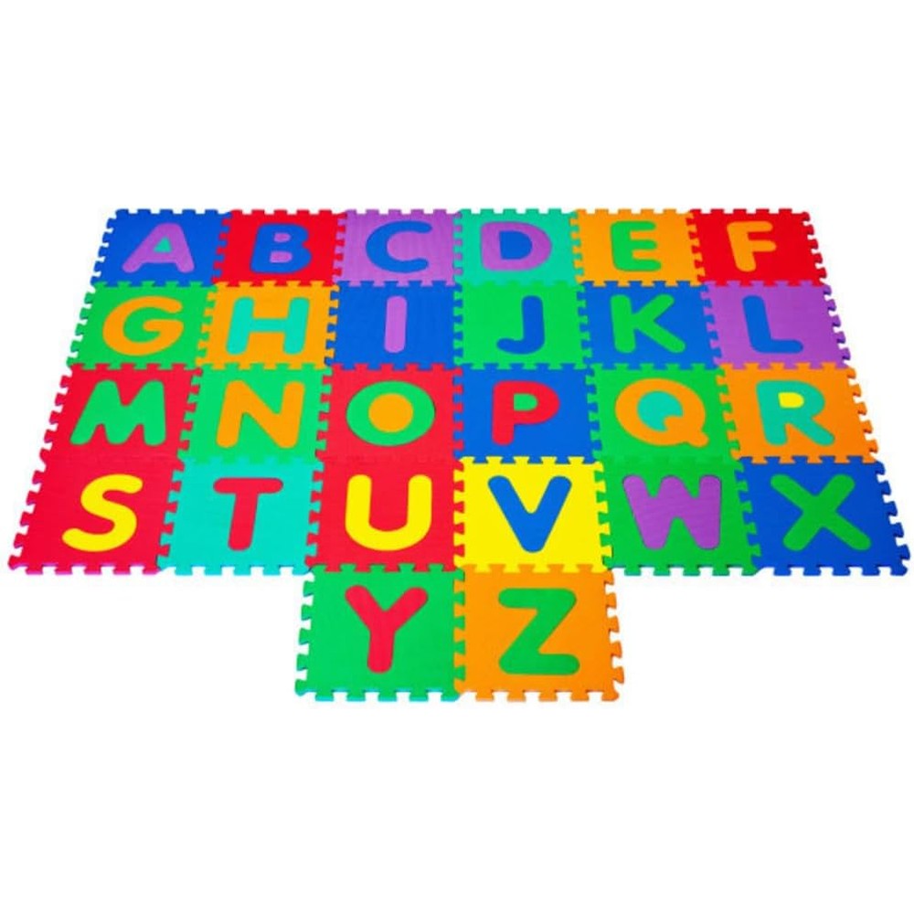 Hey! Play! interlocking foam tile mat with letters front view