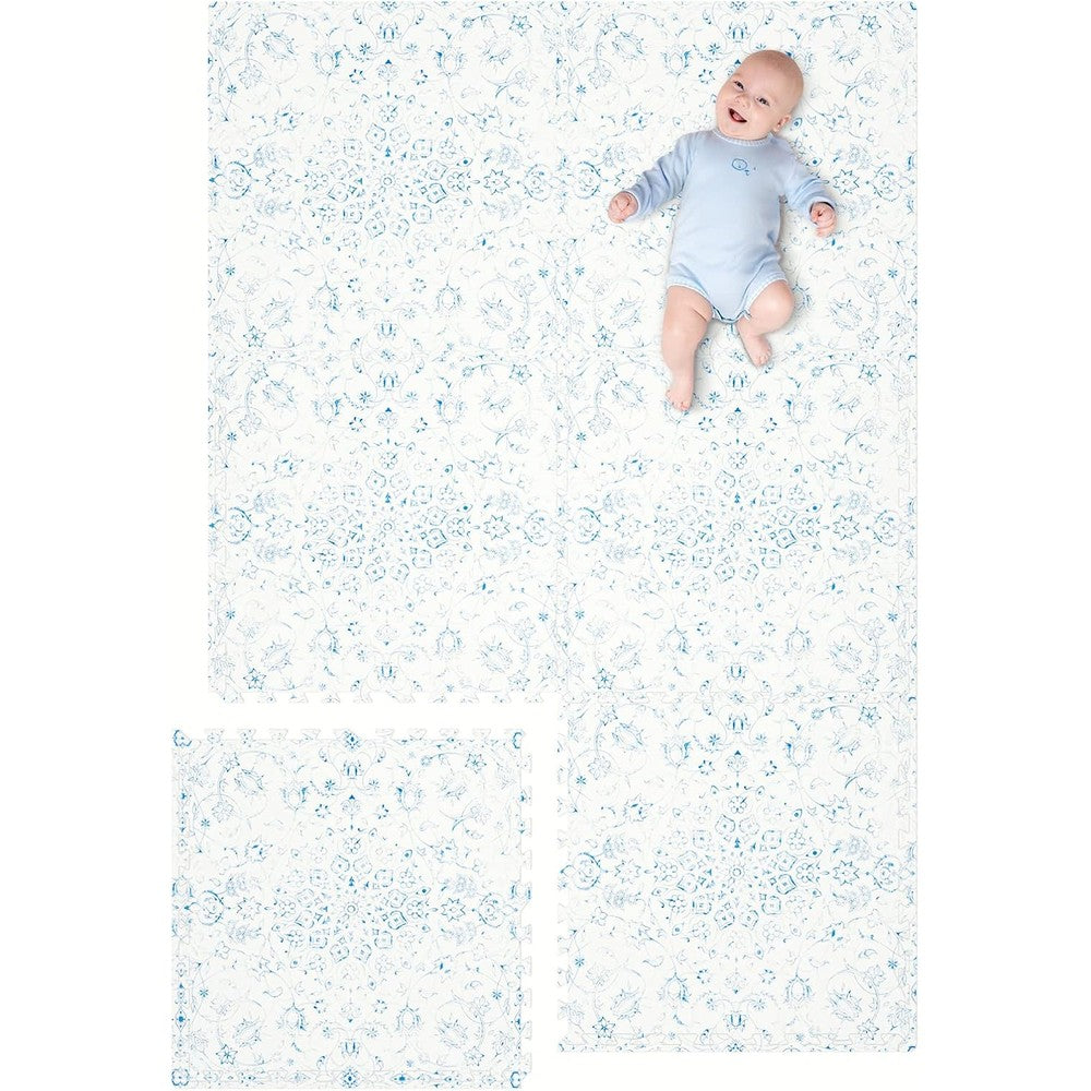 TCBunny extra large baby play mat in Persia handmade blue and white pattern