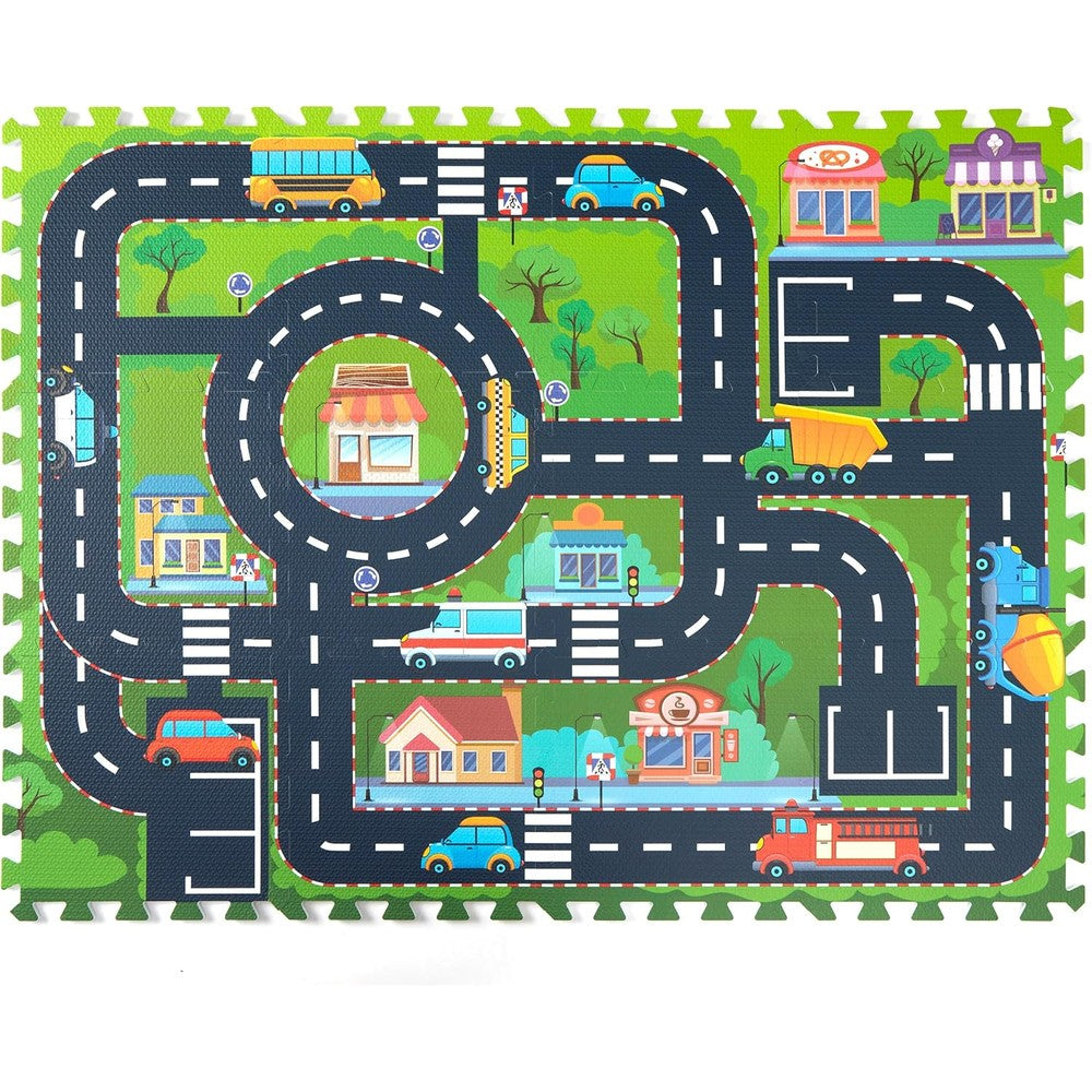 Play 10 City Road interlocking foam play mat front view