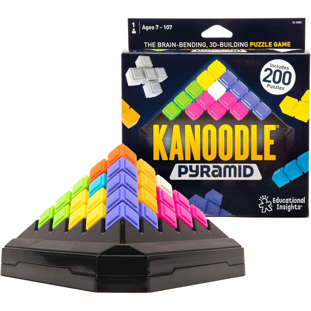 Educational Insights Kanoodle Pyramid front view showing the geometric brain teaser puzzle board.
