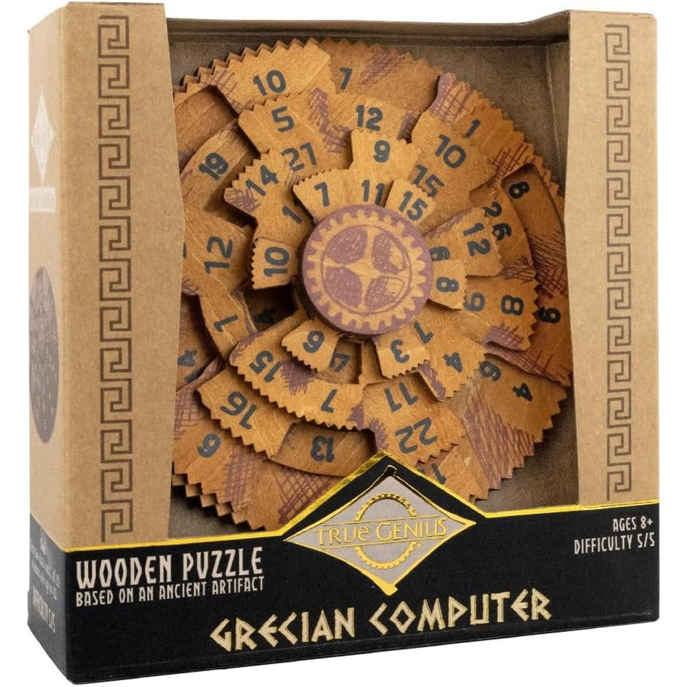 Project Genius True Genius Grecian Computer front view showing wooden concentric rings.