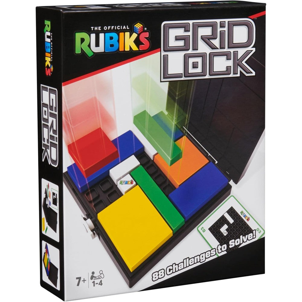 Rubik's Cube Gridlock Game front view showing packaging and problem solving puzzle board.