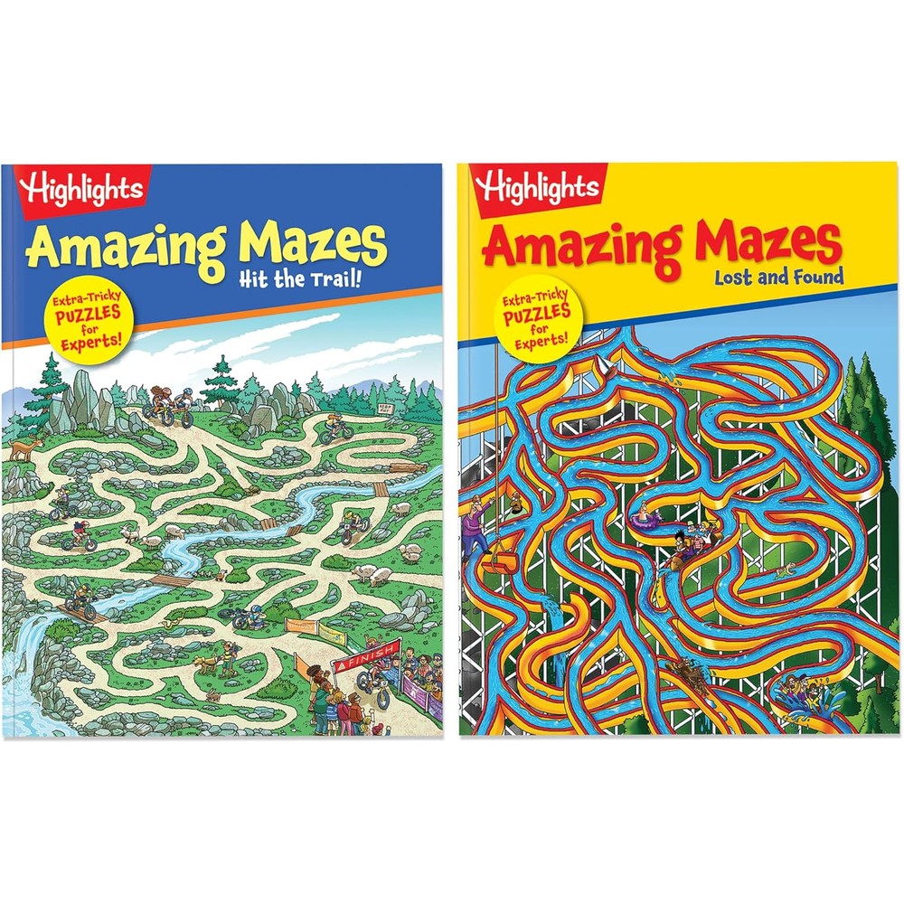 Highlights for Children Amazing Mazes Expert 2-pack book set front cover showcasing complex puzzle designs.