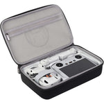 JSVER hard shell drone carrying case front view showing sleek black polyester exterior design.