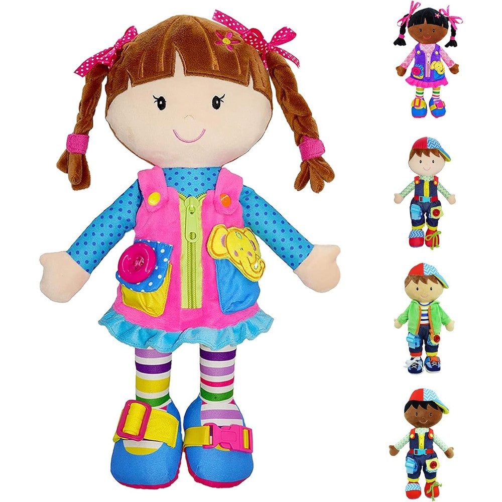 June Garden 15.5 inch Dressy Friends Belle educational plush doll front view