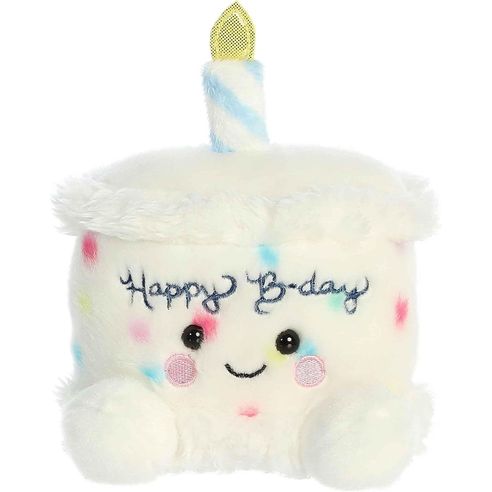 Aurora Adorable Palm Pals Happy Birthday Cake plush toy front view showing embroidered details.