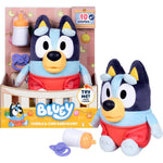 Bluey Care and Cuddle Baby Plush front view holding bottle