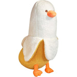 PEACH CAT banana duck plush toy front view showing cute white face